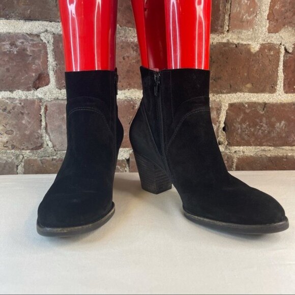 Paul Green Nora Black Waterproof Suede Heeled Booties Sz 7 - Picture 3 of 8